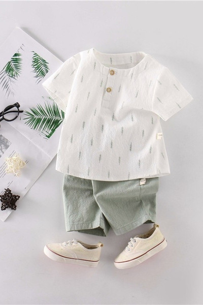 Gyerekkészlet fiúknak kétrészes blúz + rövidnadrág