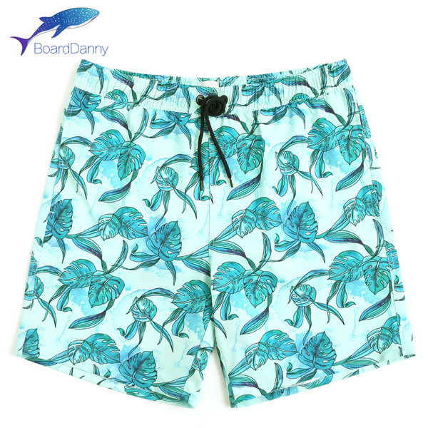 Kék és mintás mintás férfi strandnadrág