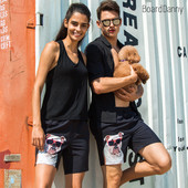 Uniszex úszónadrág fekete és kutyamintás színben