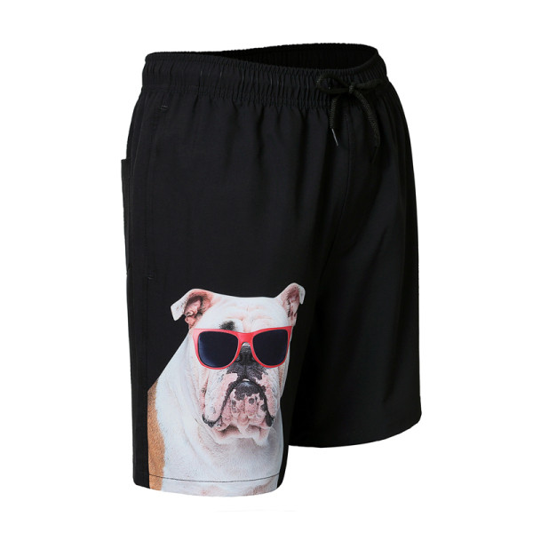 Uniszex úszónadrág fekete és kutyamintás színben