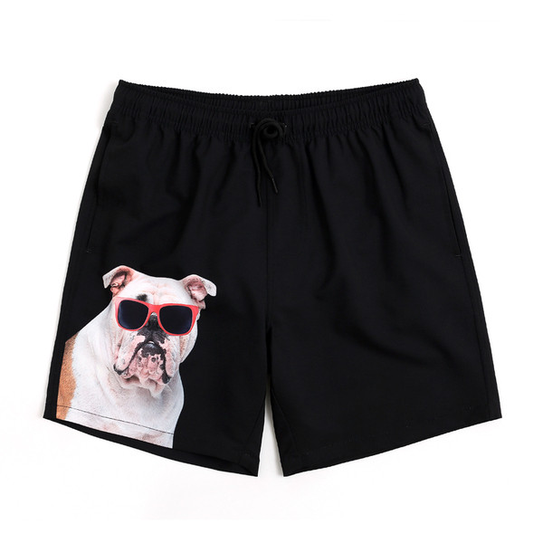 Uniszex úszónadrág fekete és kutyamintás színben