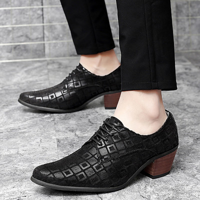 Pantofi formali pentru barbati cu sireturi din imitatie de piele