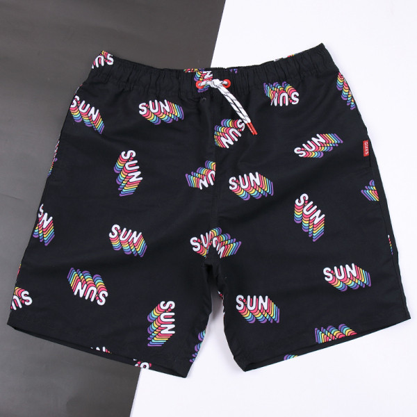 Férfi strandnadrág fekete derékkötővel