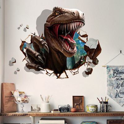 3D стенна декорация с динозавър подходяща за детска стая