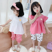 Moodne lastekomplekt tüdrukutele lühikeste pükste + pluus