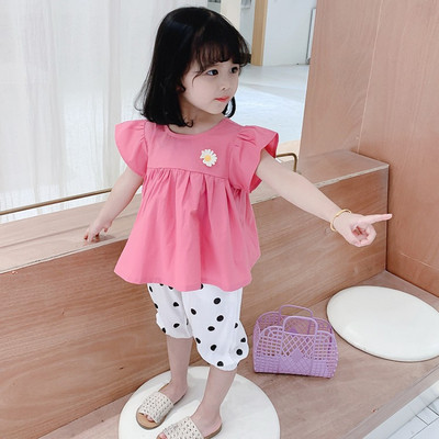 Moodne lastekomplekt tüdrukutele lühikeste pükste + pluus