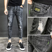 Blugi lungi moderni pentru bărbați cu buzunare și motive rupte