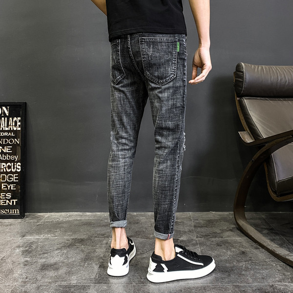 Blugi lungi moderni pentru bărbați cu buzunare și motive rupte