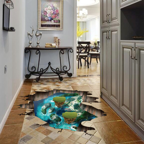 Vandeniui atsparus lipnus grindų lipdukas – 3D