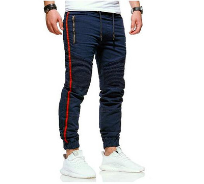 Ανδρικό μακρύ παντελόνι με κορδόνια και πλαϊνά άκρα