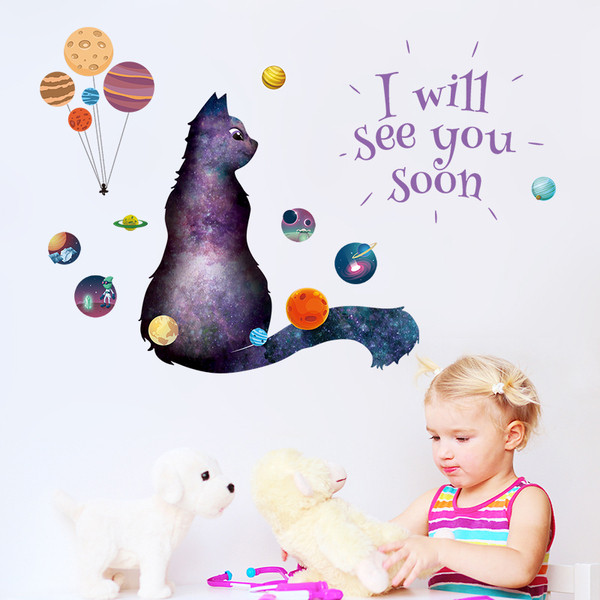 Öntapadós gyerek fali dekoráció macskával