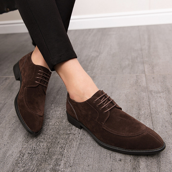 Férfi formális cipő fűzős - hegyes modell eco velúrból