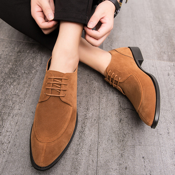 Férfi formális cipő fűzős - hegyes modell eco velúrból