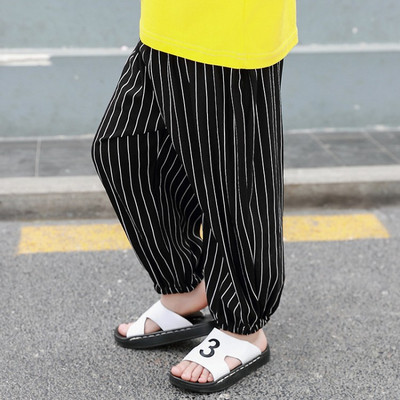 Lezser csíkos gyereknadrág fiúknak zsebekkel