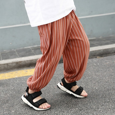 Lezser csíkos gyereknadrág fiúknak zsebekkel