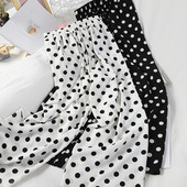 Széles női hosszú nadrág virágokkal vagy pöttyösekkel