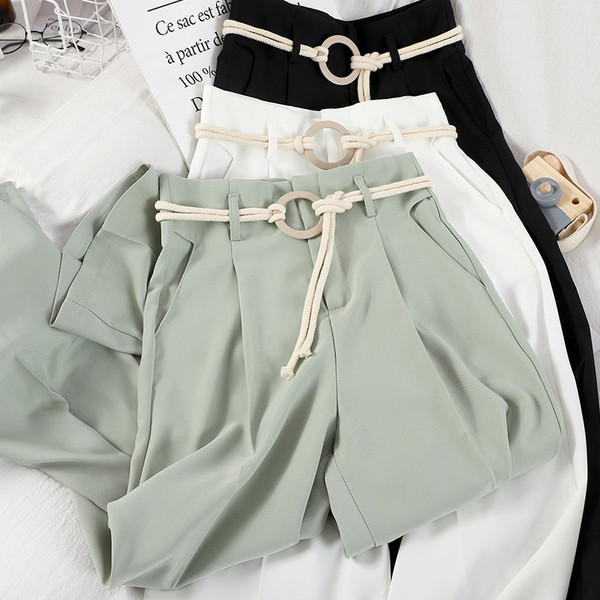 Női nadrág magas derékkal - egyenes modell