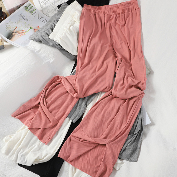 Lezser női széles nadrág magas derékkal