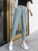 Pantaloni lungi de dama moderni cu talie inalta - model drept