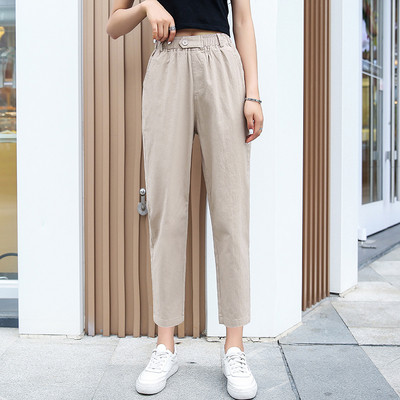Pantaloni lungi de dama moderni cu talie inalta - model drept