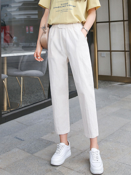 Modern női hosszú nadrág magas derékkal - egyenes modell