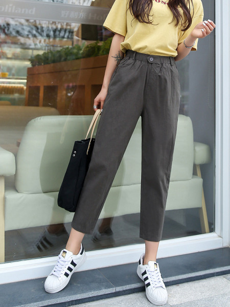 Modern női hosszú nadrág magas derékkal - egyenes modell