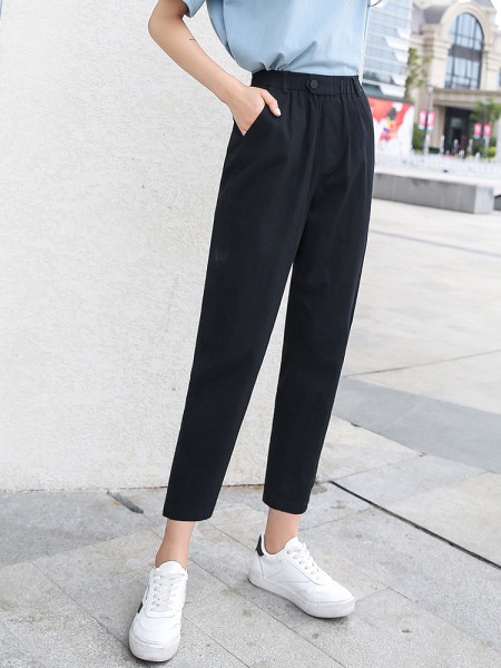 Modern női hosszú nadrág magas derékkal - egyenes modell