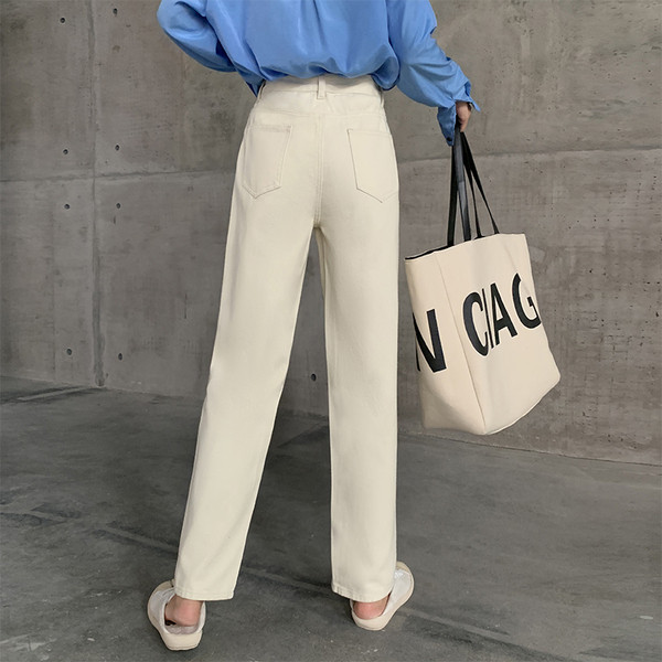 Női hosszú nadrág övvel és magas derékkal