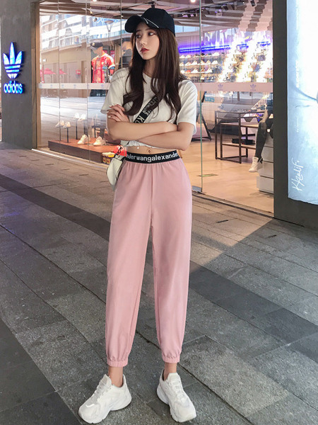 Női nadrág magas elasztikus derékkal - egyenes modell