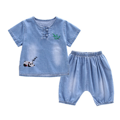 Set copii model nou pentru baieti din denim de culoare albastra