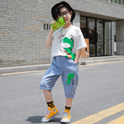 Gyerekkészlet fiúknak kétrészes farmer + blúzból