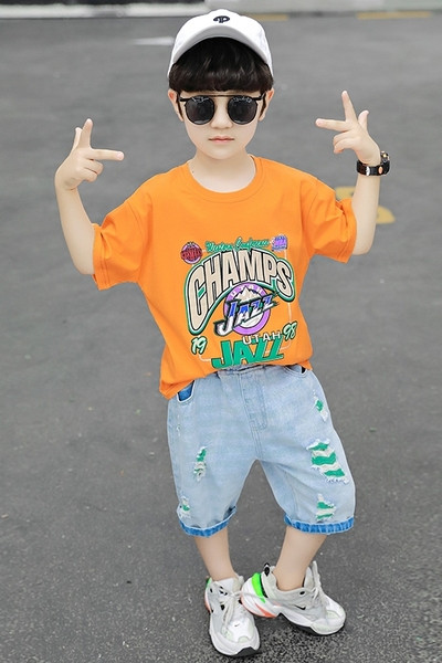 Új modell gyerek szett fiú blúzhoz rátéttel + farmer