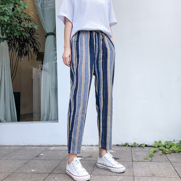 Női nadrág megkötős, gumírozott derékkal