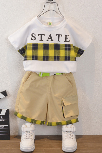 Lastekomplekt poistele kaheosaline lühikeste varrukatega pluus + taskutega püksid