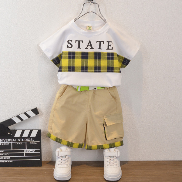 Lastekomplekt poistele kaheosaline lühikeste varrukatega pluus + taskutega püksid