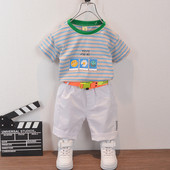 Igapäevane lastekomplekt poistele triibuline pluus + lühikesed püksid