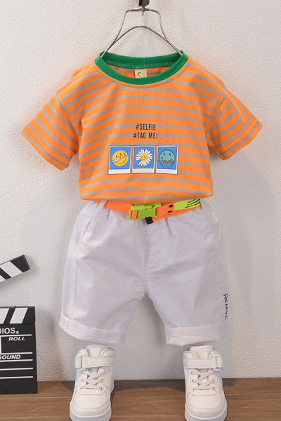 Igapäevane lastekomplekt poistele triibuline pluus + lühikesed püksid