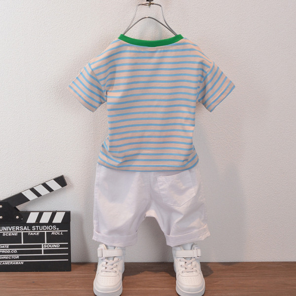 Igapäevane lastekomplekt poistele triibuline pluus + lühikesed püksid