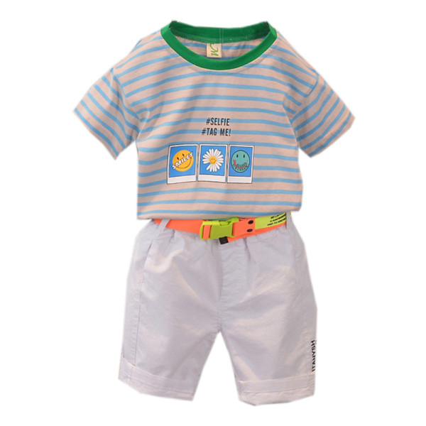 Igapäevane lastekomplekt poistele triibuline pluus + lühikesed püksid