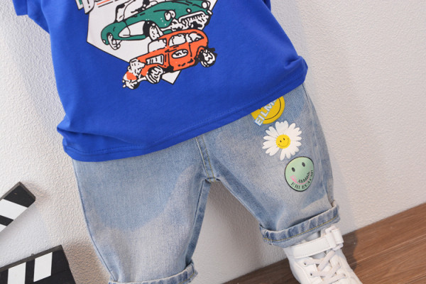 Új modell gyerek alkalmi szett fiúknak kétrészes farmer + blúz