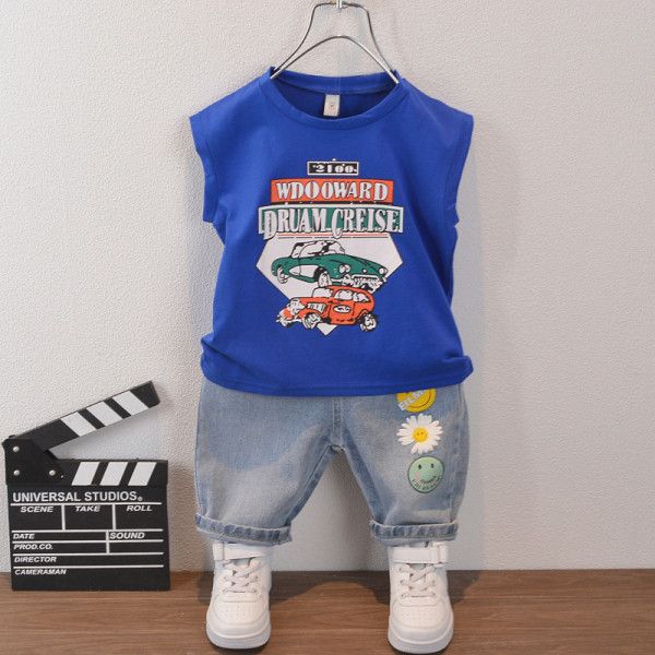 Új modell gyerek alkalmi szett fiúknak kétrészes farmer + blúz