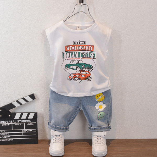 Új modell gyerek alkalmi szett fiúknak kétrészes farmer + blúz