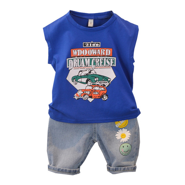 Új modell gyerek alkalmi szett fiúknak kétrészes farmer + blúz