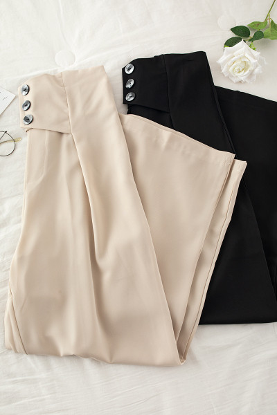 Női nadrág magas derékkal és gombokkal - széles modell