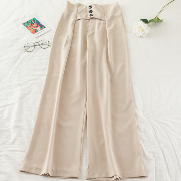 Női nadrág magas derékkal és gombokkal - széles modell