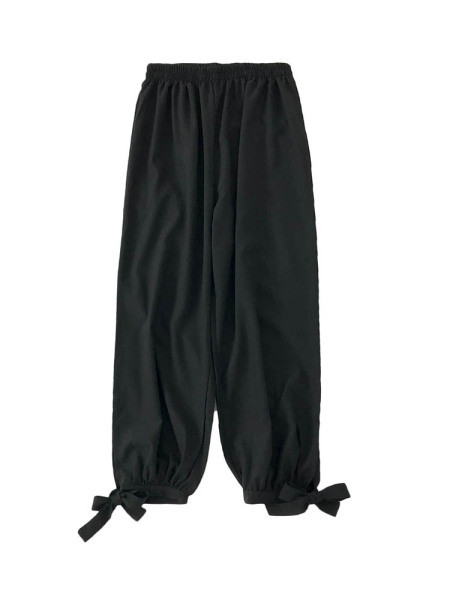 Modern női nadrág elasztikus derékkal és megkötővel