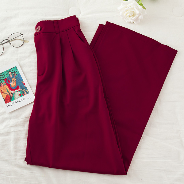 Casual γυναικείο παντελόνι με ψηλή μέση - φαρδύ μοντέλο