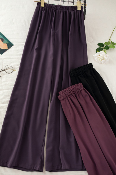 Lezser, széles női nadrág elasztikus derékkal