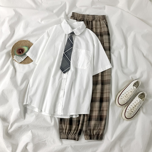 Modes sieviešu rūtainas bikses ar elastīgu jostasvietu