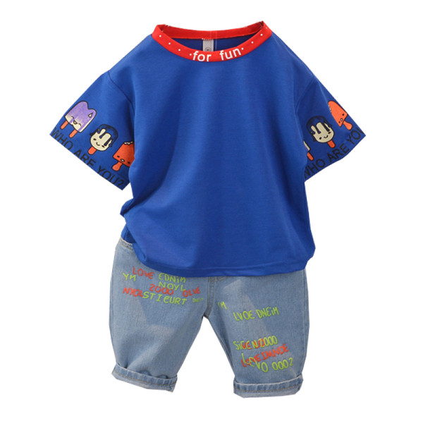 Napi gyerek szett fiúknak kétrészes farmer + blúz